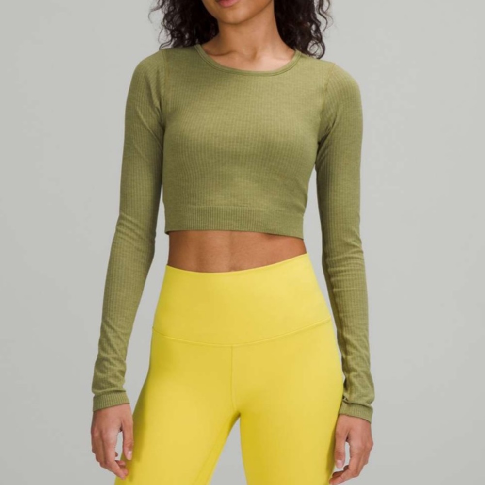 Lulu🍋 Ebb to Street Long Sleeve Bronze Green size 6